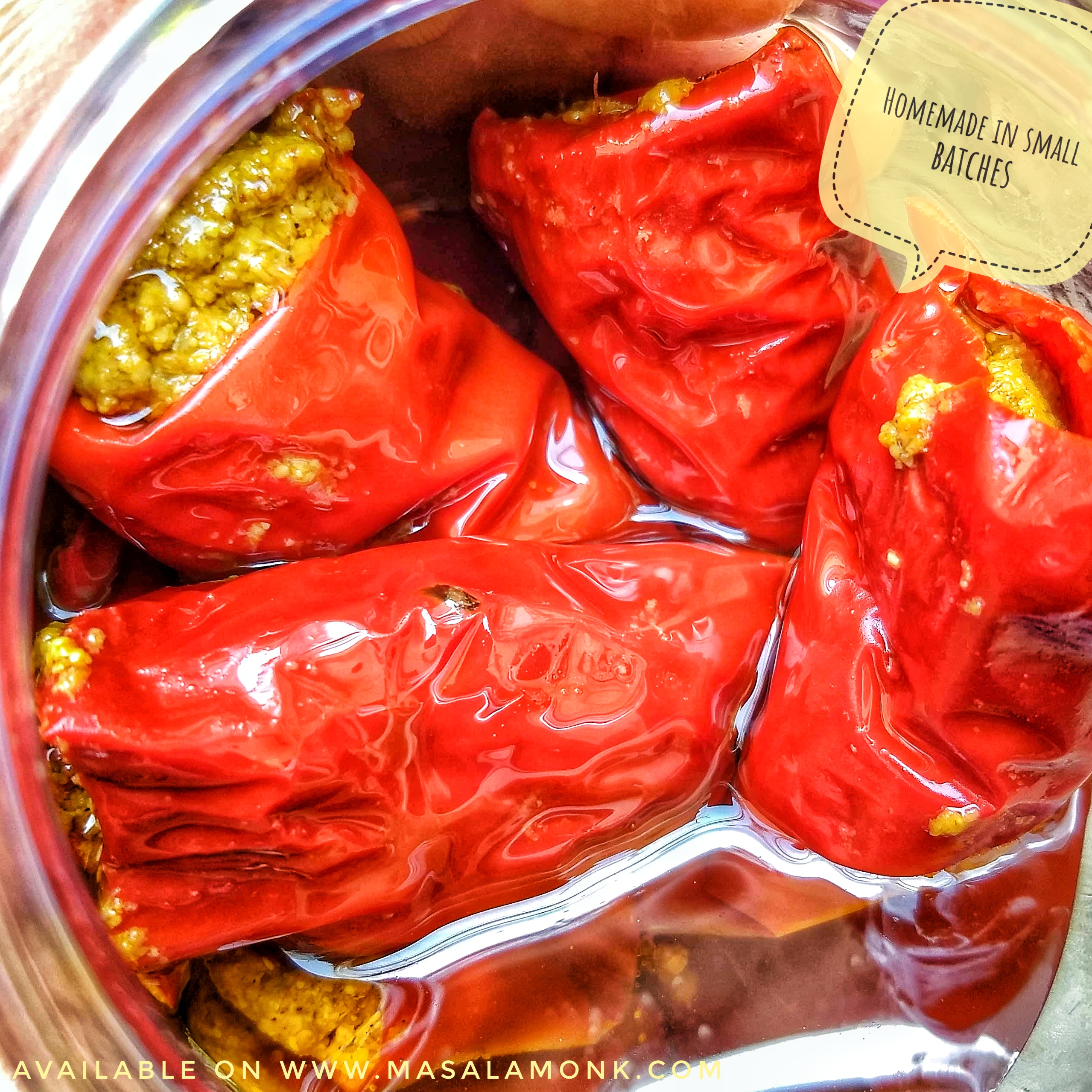 Stuffed Red Chilli Pickle Masala Monk