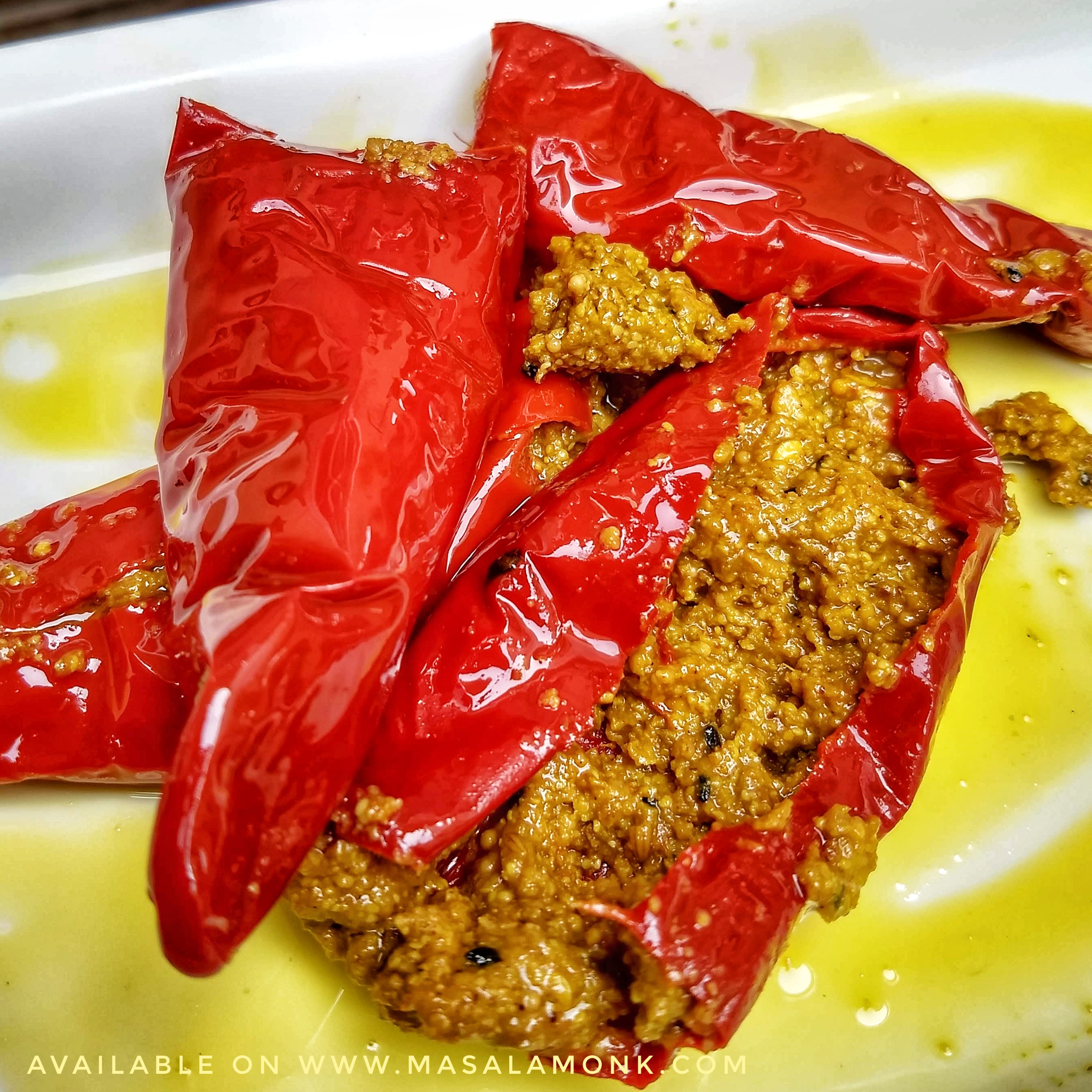 Stuffed Red Chilli Pickle Masala Monk