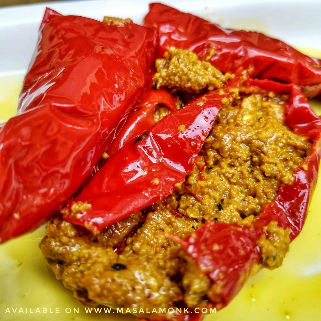 Stuffed Red Chilli Pickle Masala Monk